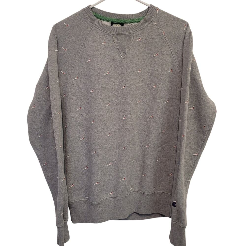 The Smokers Club Grey Crewneck Sweatshirt SZ Small Embroidery All Over